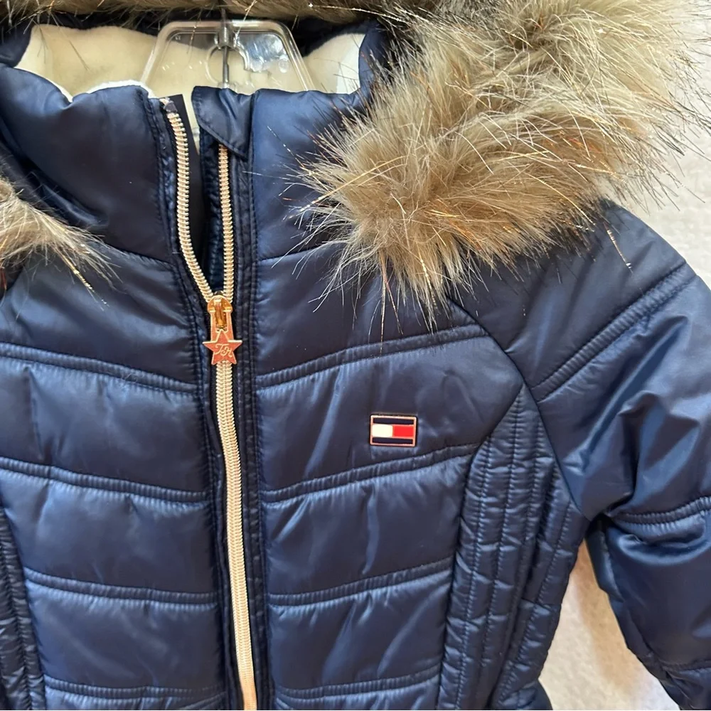 Girls Navy Tommy Hilfiger Winter Coat